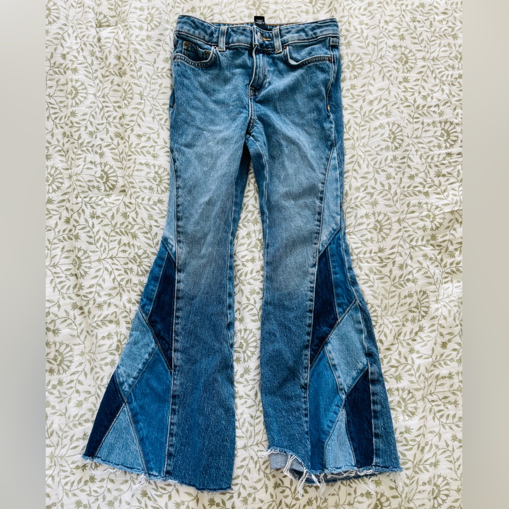 Forever 21 Blue Patchwork Skinny Jeans